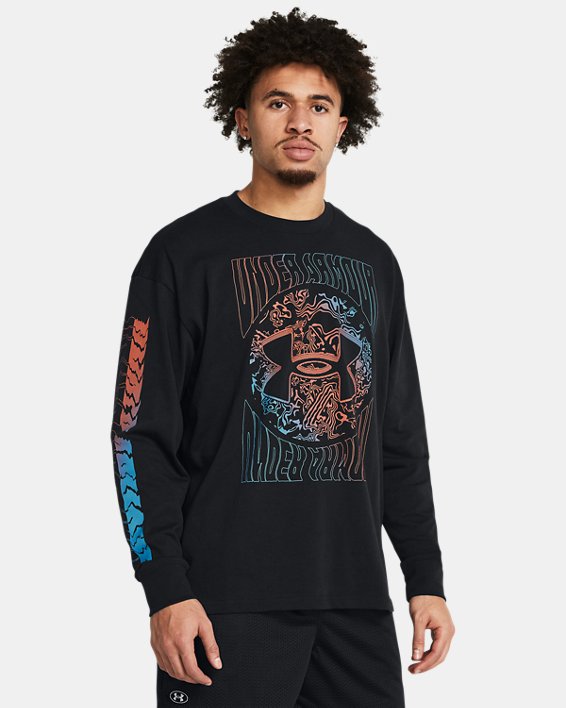 Men's UA Heavyweight Dusk To Dawn Swirl Long Sleeve in Black image number 0